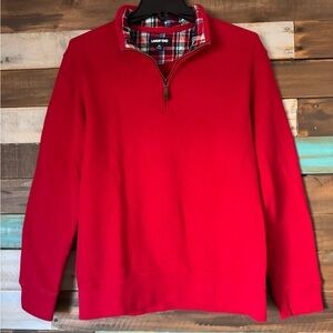 Lands' End Men's Bright Red Zip-Up Sweater